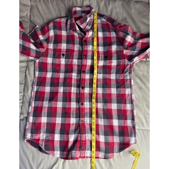 J Crew Shirt Mens MED Red Grey Plaid Flannel‎ Workshirt Button Up Cotton Casual - Picture 10 of 11